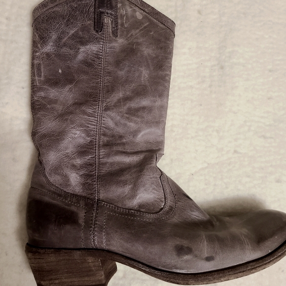 Frye Women's Gray Leather Western Cowboy Boots - Style 77667 - Size 10 B - Picture 7 of 8